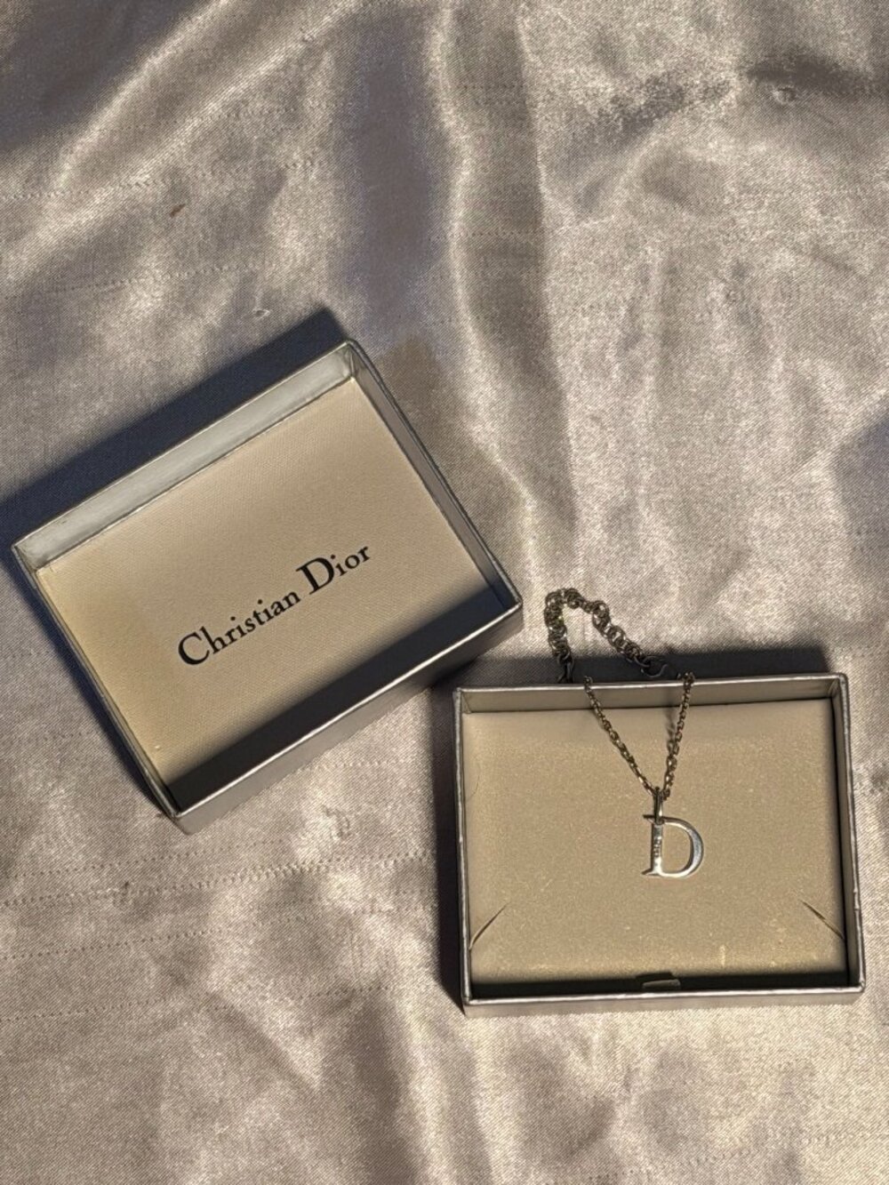 Dior Vintage Silver-Tone D Charm Chain Bracelet